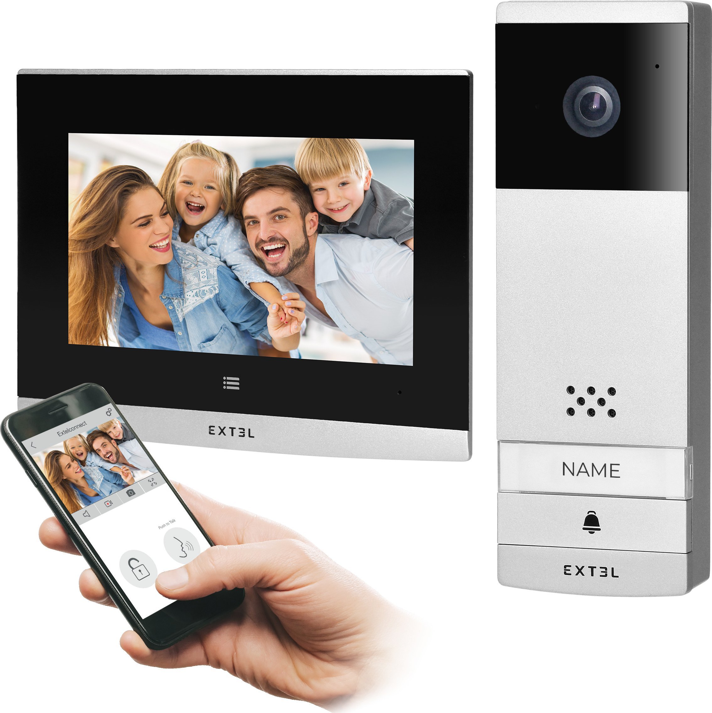 Orno Extel Wave, bezprzewodowy zestaw wideo domofonowy, monitor 7", dotykowy, menu OSD, WI-FI + APP na telefon, sterowanie bramą, zasięg do 350m