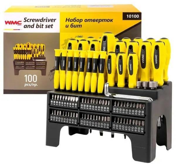 Zestaw śrubokrętów wkrętaków bitów 100el. w stojaku