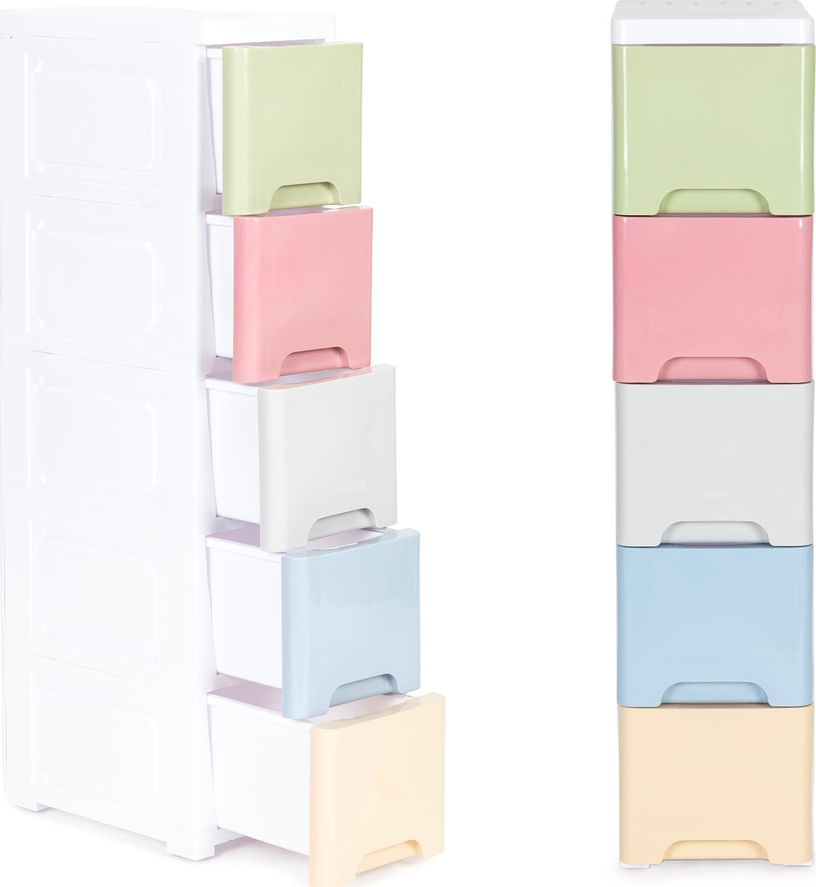 ModernHome Regał z 5 wysuwanymi szufladami nogi z kółkami