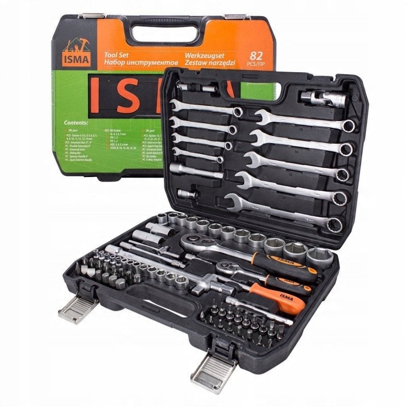 Zestaw narzędzi 82el. 1/2" i 1/4" (6-kątnych) (4-32mm)