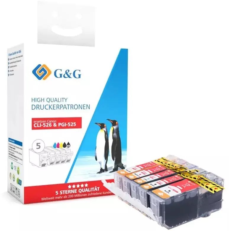 Tusz G&G Tusz do drukarki zestaw 5 sztuk dla Canon PGI-525BK+CLI-526