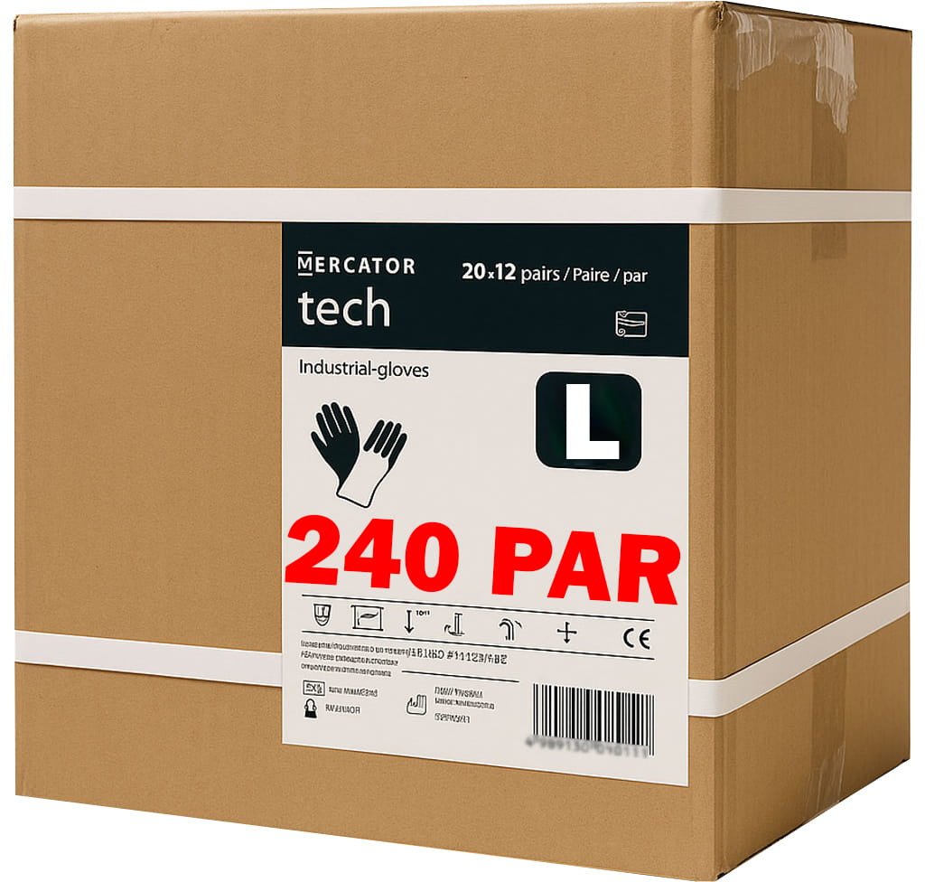Rękawice Robocze MERCATOR Tech Black+Black PU - 240 Par (9 - L)