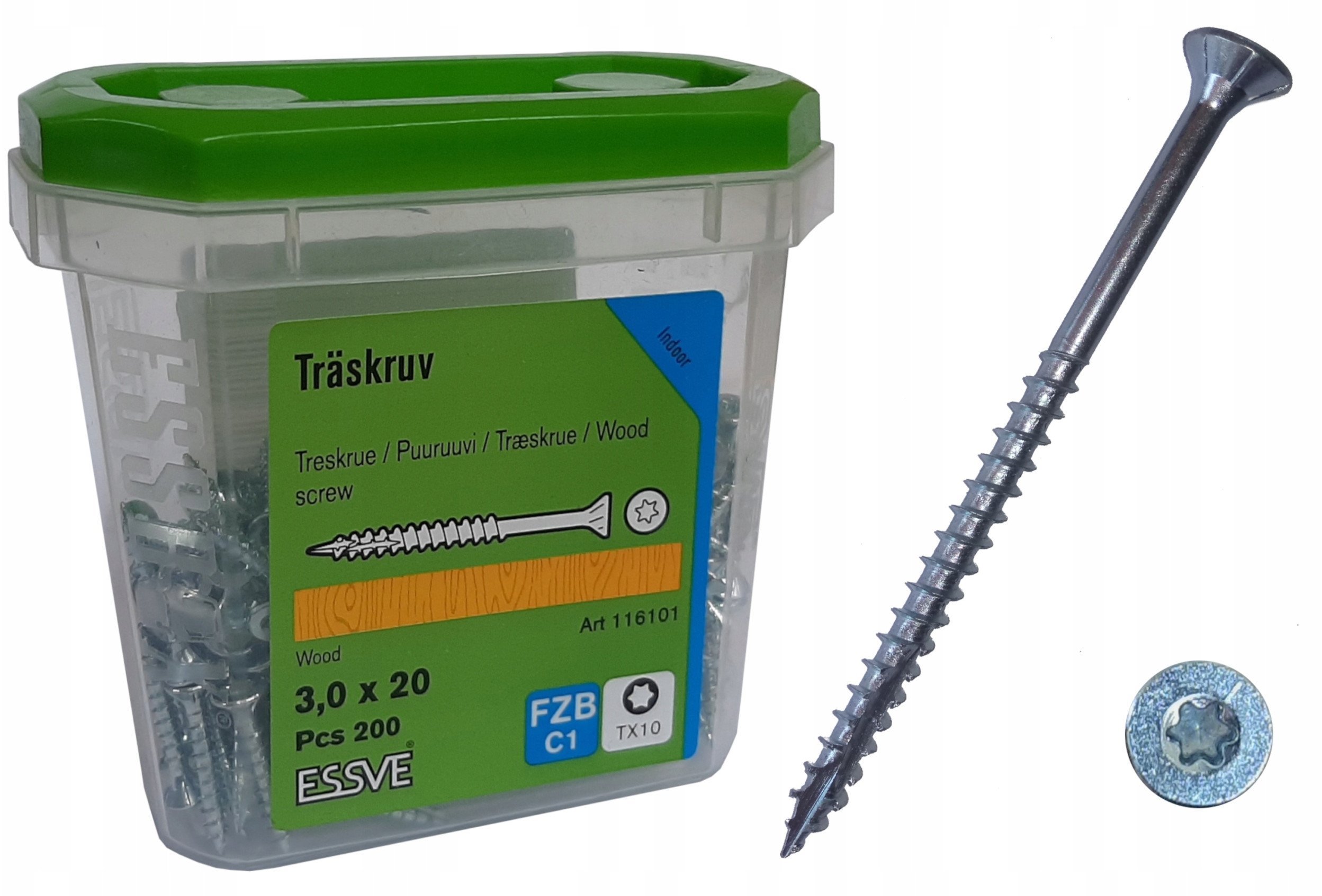 WOOD SCREW ESSDRIVE 3.0X20 FZB 200
