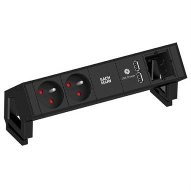 BACHMANN DESK2 2xUTE 1xUSB Charger 1xCM power 0.2m GST18 RAL9005