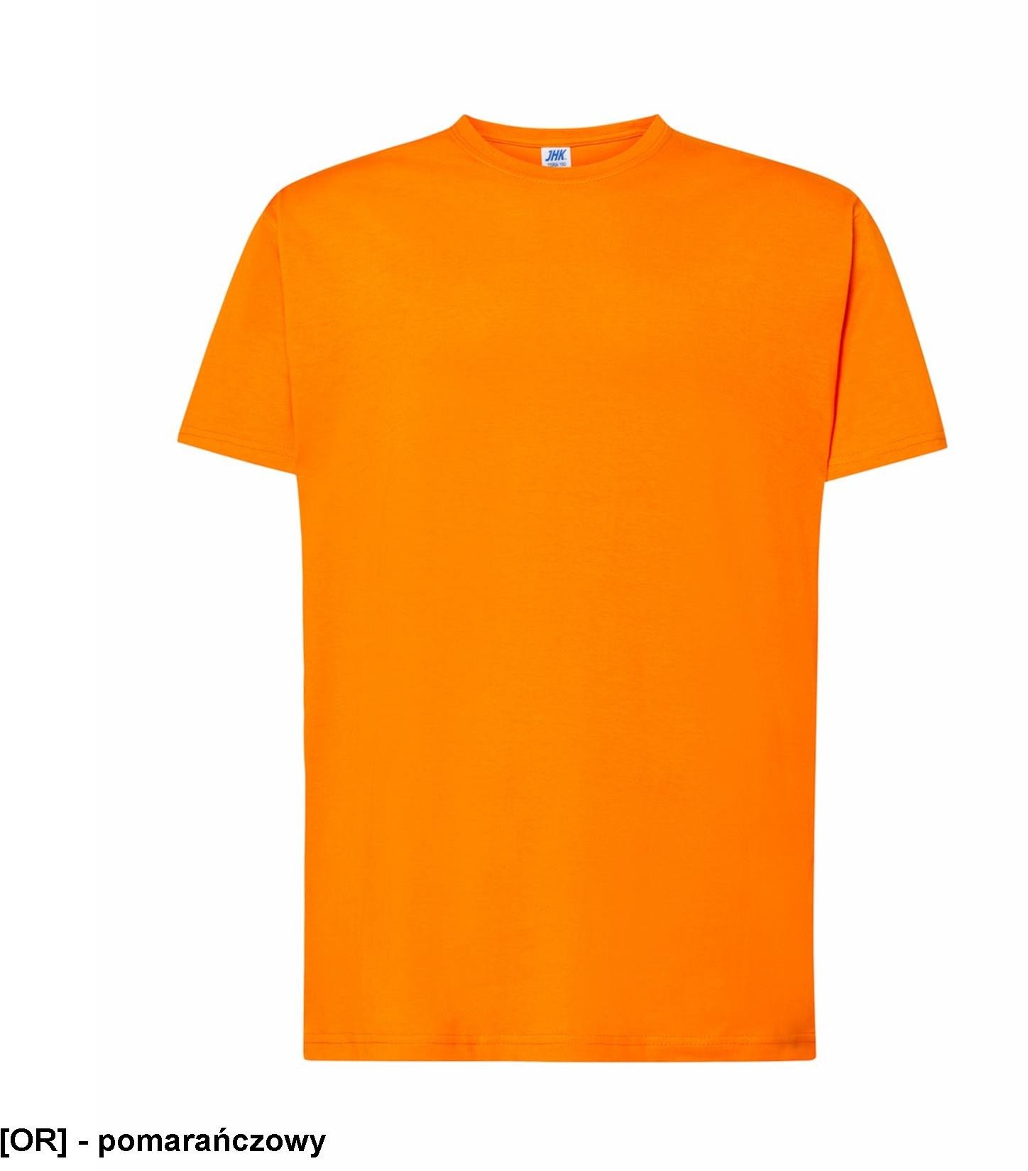 T-shirt JHK TSRA 150 - męski z krótkim rękawem wzmocniony lycrą ściągacz, 100% bawełna, 155-160g - pomarańczowy L