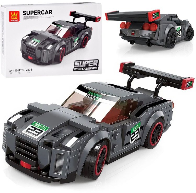 Klocki techniczne Sportowe auto SZARE 166-elementów + naklejki ZA5743 EDUKAMP