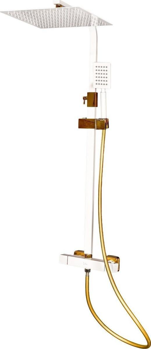 Zestaw prysznicowy INDES Biało Złoty zestaw prysznicowy z termostatem
