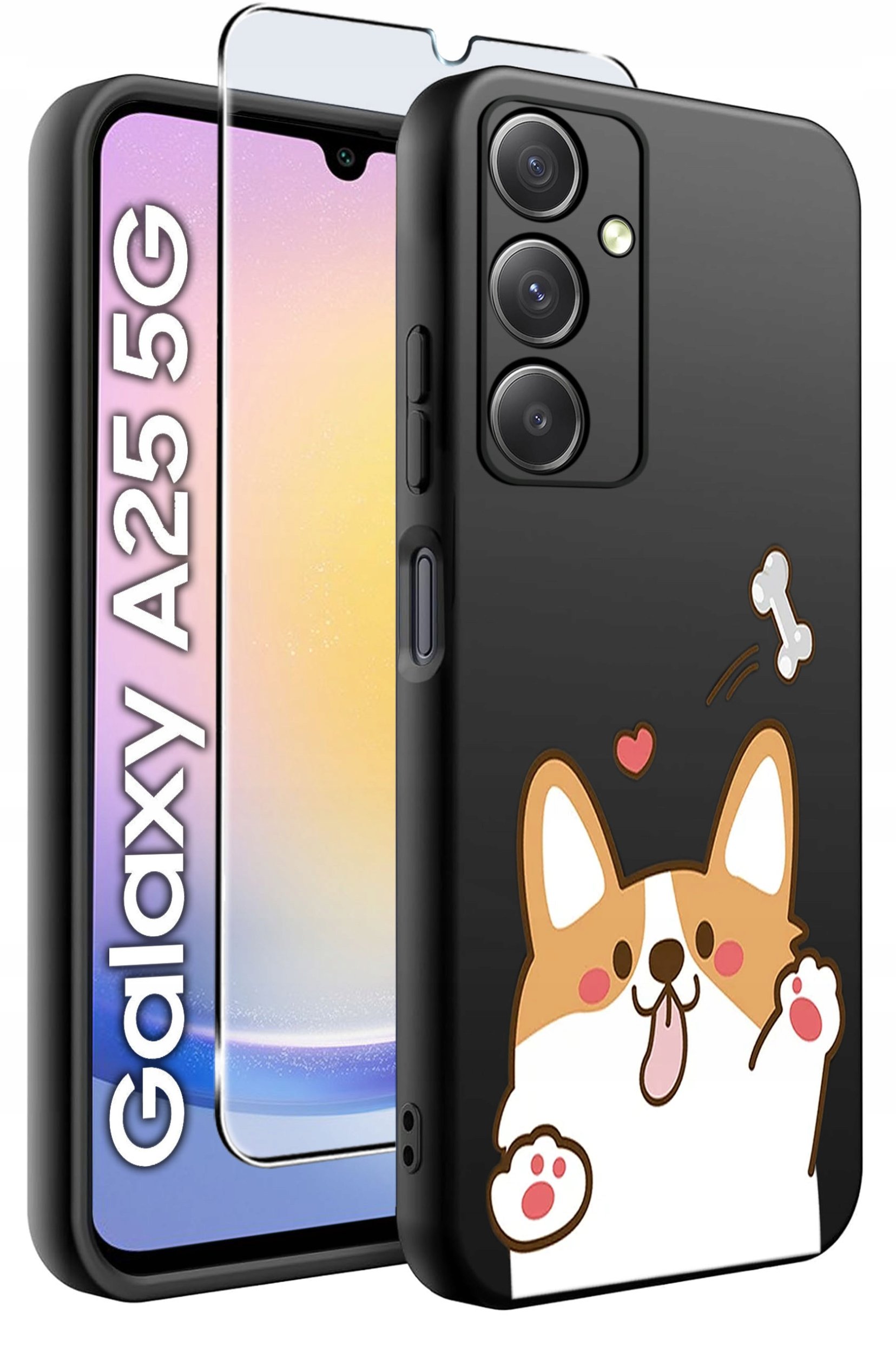 ETUI do Samsung A25 5G WZORY | SILIKONOWE MATT CASE + SZKŁO HARTOWANE 9H