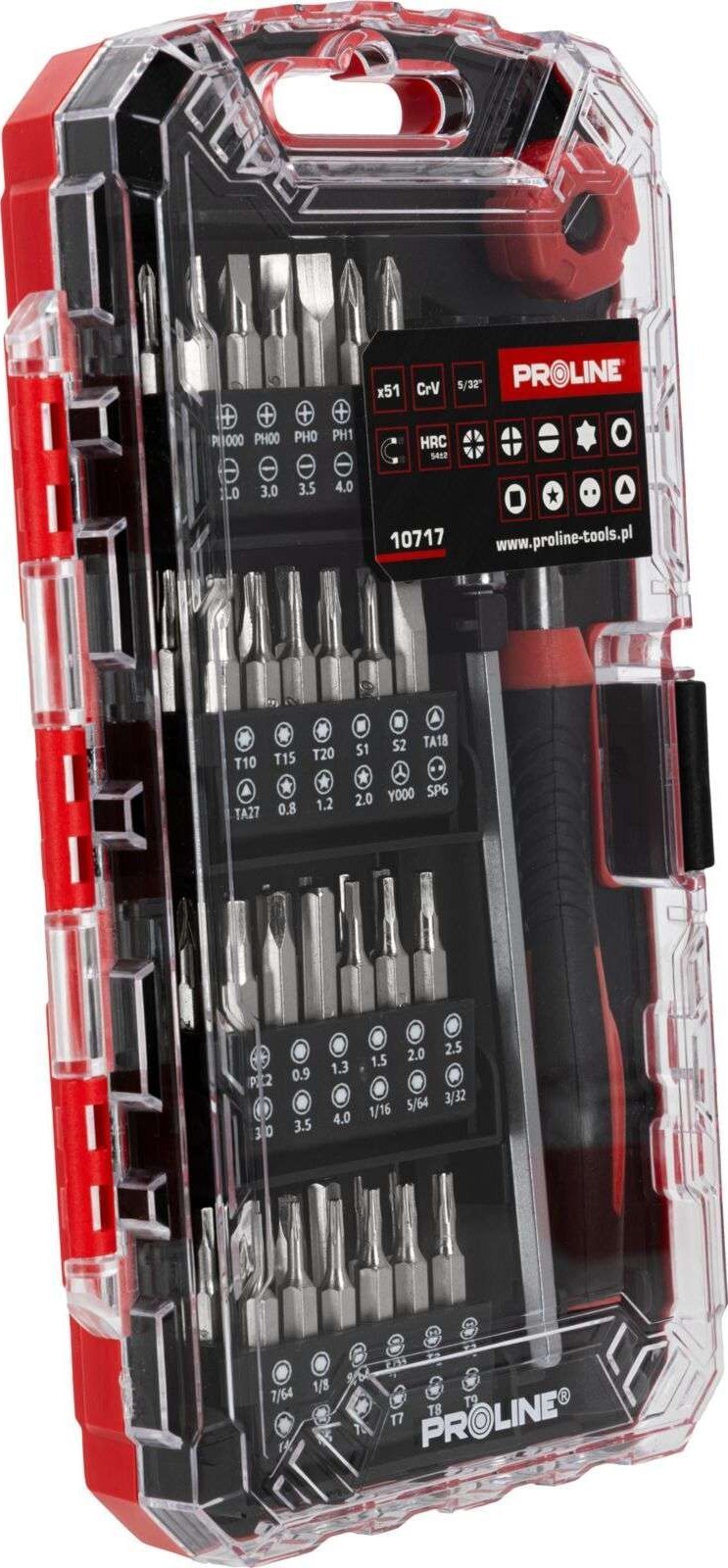 Zestaw końcówek precyzyjnych z uchwytem, 51szt. proline