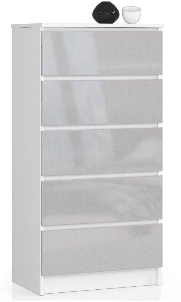 Fabryka Mebli Akord KOMODA K 60 cm 5 SZUFLAD AKRYL METALIK WYSOKI POŁYSK