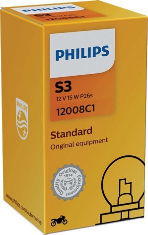 Philips ŻARÓWKA S3 12V/15W P26S MOTO. 1 SZ. KARTONIK