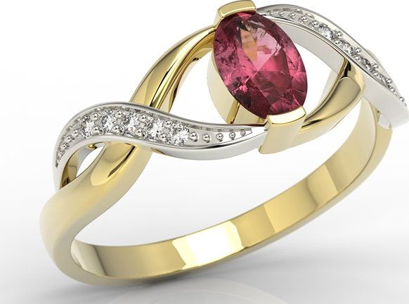 WĘC - Twój Jubiler Pierścionek z żółtego i białego złota z rubinem i brylantami AP-69ZB 12 / UE- 52