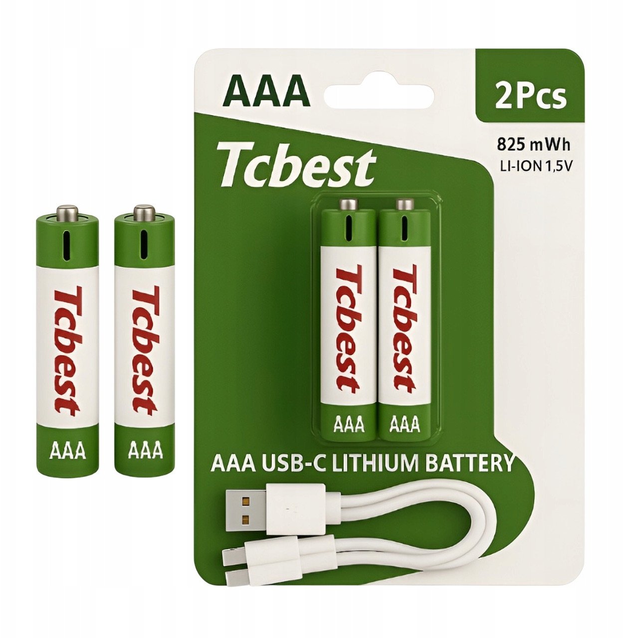 Hello Case Baterie Do Ładowania USB-C Akumulatorki AAA Litowo Jonowy 2x Bateria Kabel