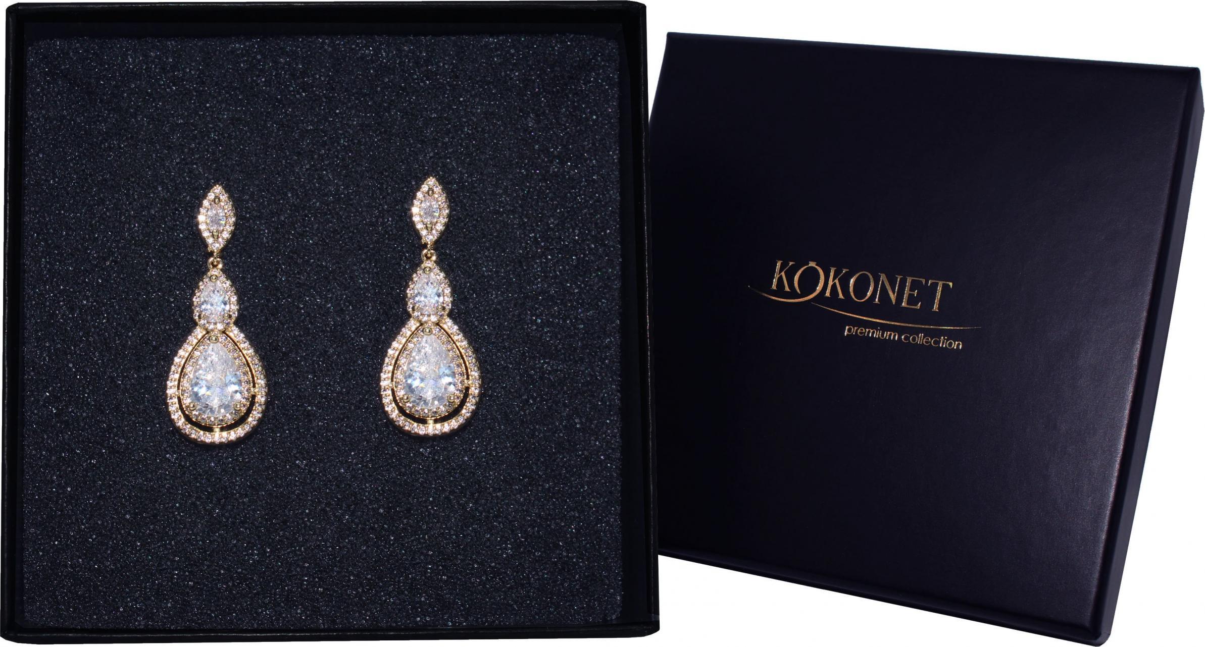 KOKONET Kolczyki złote ślubne koła cyrkonie błyszczące wow