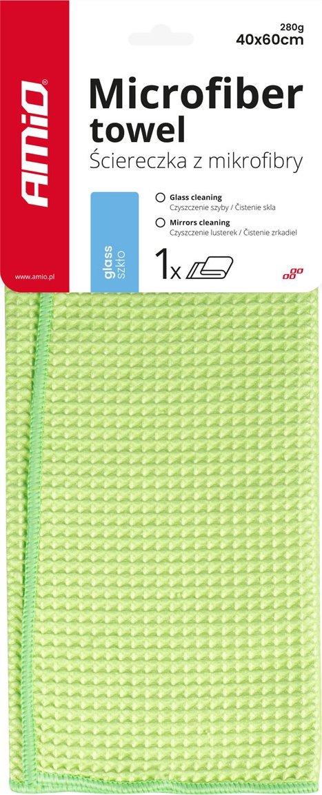 AMiO Ściereczka mikrofibra waflowa do szyb okien luster 40x60 cm amio-03735