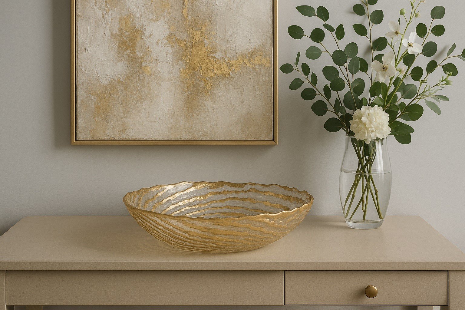 Salaterka szklana złota 25,5cm XC0538