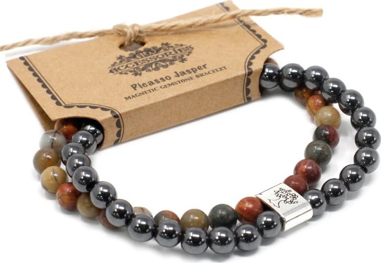 Lovrin Bransoletka magnetyczna z kamieniami - Jaspis Picasso
