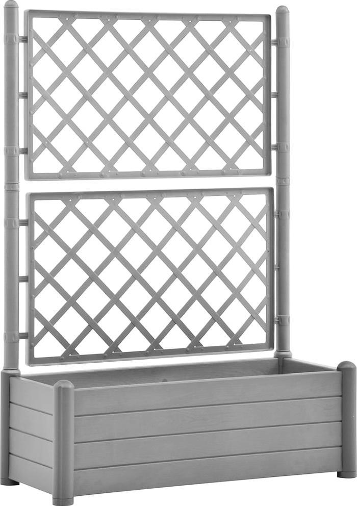 vidaXL Skrzynia na rośliny z trejażem, 100x43x142 cm, PP, szara