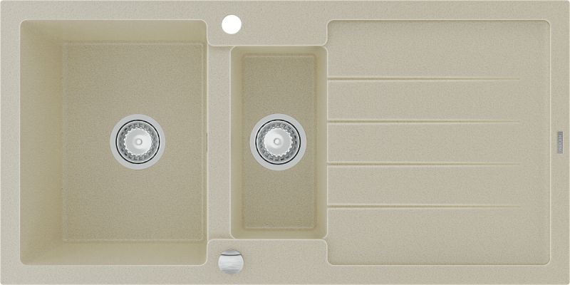 Zlewozmywak Mexen Andres granitowy 1,5-komorowy z ociekaczem 1000 x 500 mm, beżowy - 6515101510-69