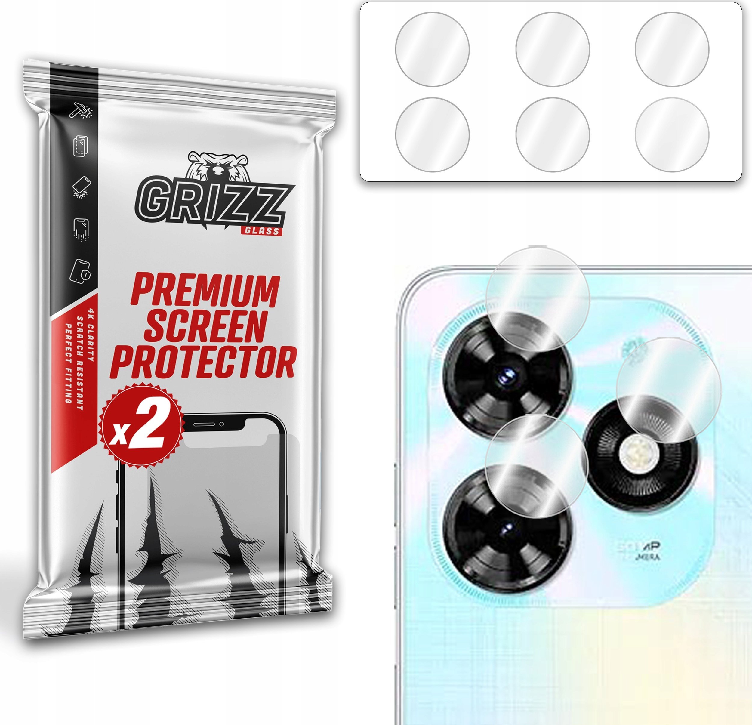 GrizzGlass Szkło na aparat GrizzGlass HybridGlass Camera do Tecno Spark 20C