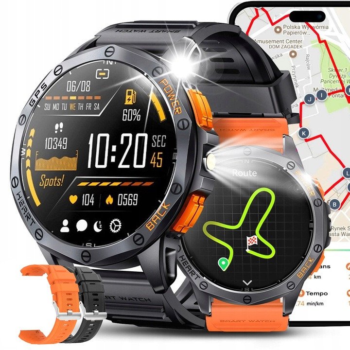 SMARTWATCH męski Rubicon RNCF47 orange z GPS