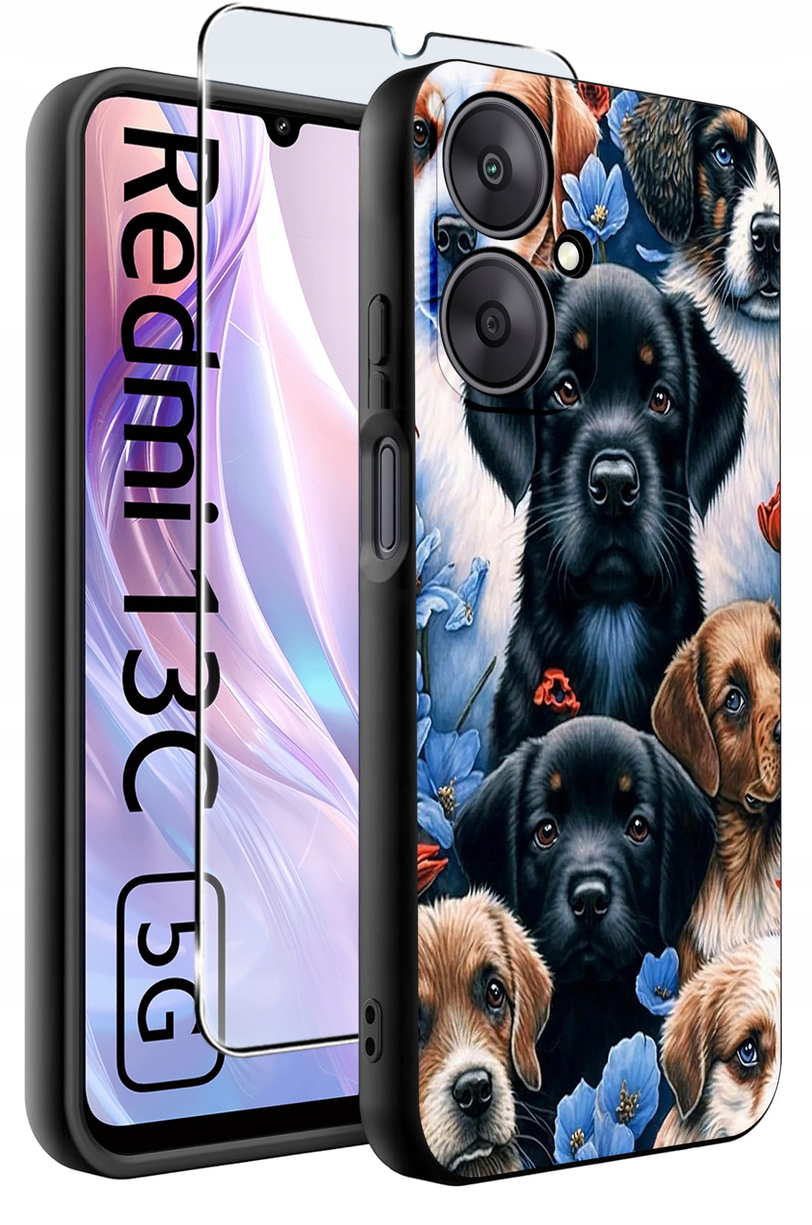 ETUI do Xiaomi Redmi 13C 5G WZORY |SILIKONOWE MATT CASE +SZKŁO HARTOWANE 9H