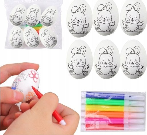 Jajka Wielkanocne Styropianowe Do Malowania Pisaki Wzór Zając E 6szt