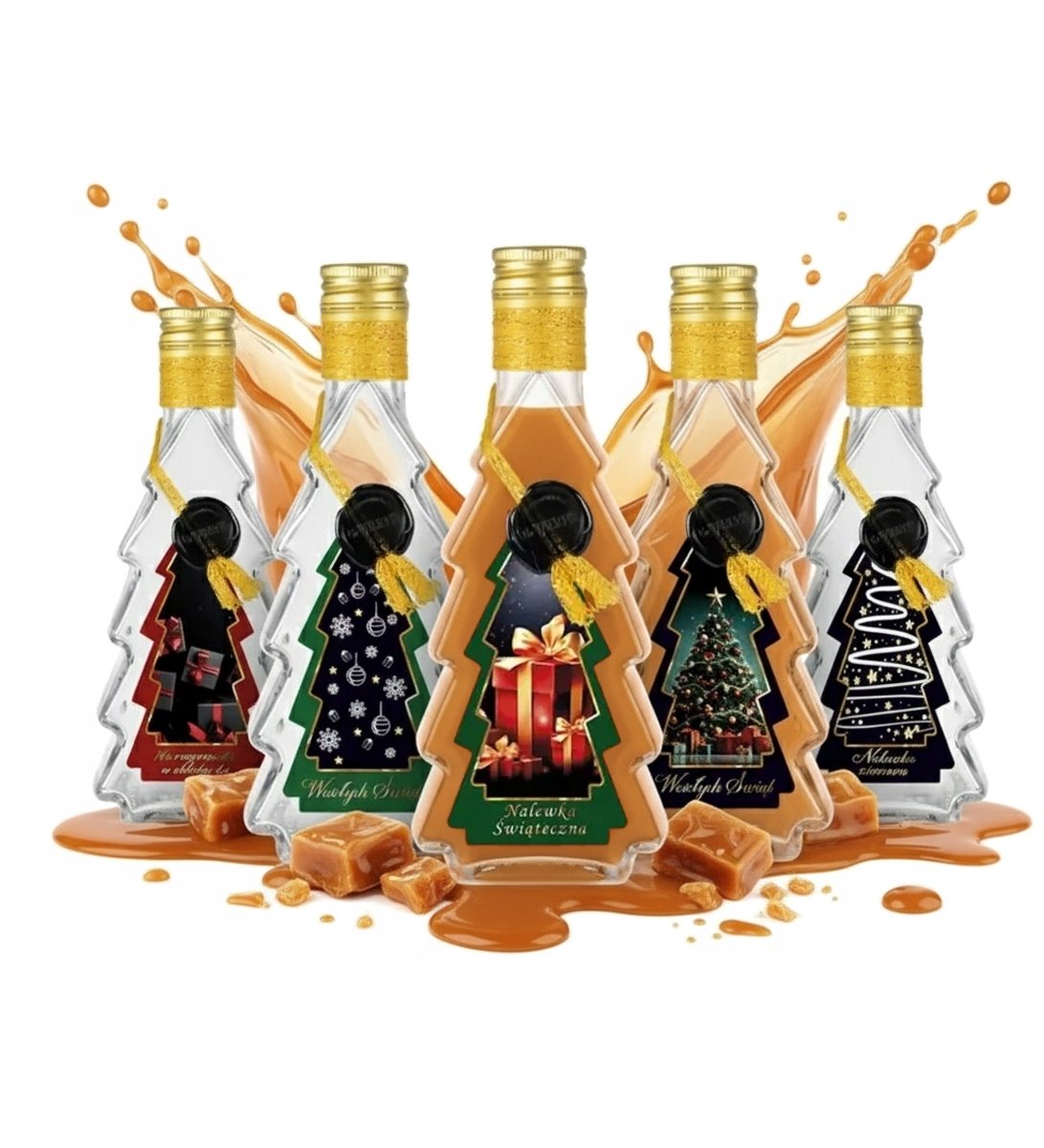 Butelka CHOINKA 250ml RĘCZNIE ZDOBIONE Butelki Na Święta Nalewki Wino