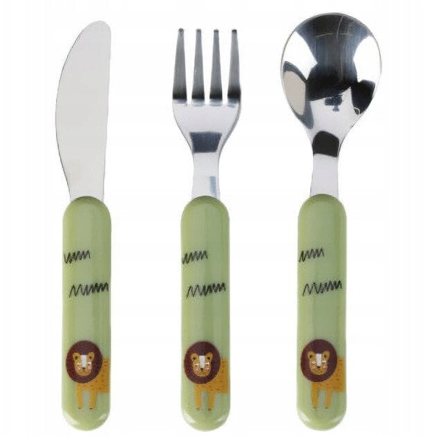 Zestaw sztućców dla dziecka z plastikową rączką, 3 elementy