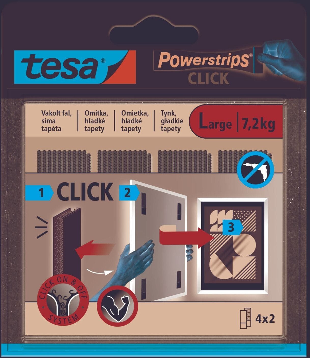 RZEP SAMOPRZYLEPNY WEW.POWERSTRIPS 4 PARY L 85MM:20MM, BIAŁY