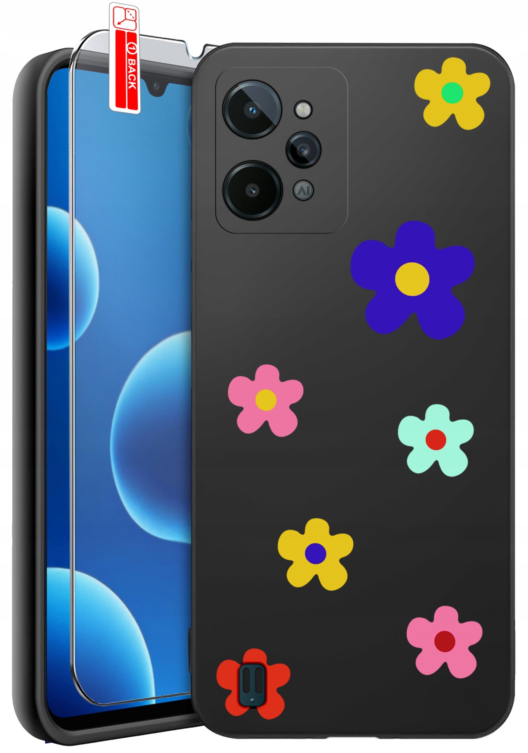 krainaGSM ETUI do Realme C31 | WZORY | SILIKONOWE MATT CASE + SZKŁO 9H