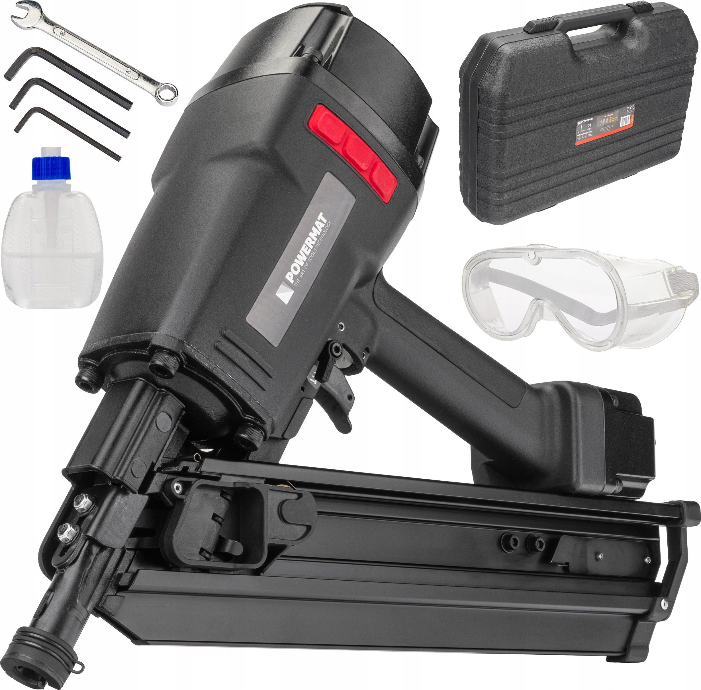 Powermat GWOŹDZIARKA PNEUMATYCZNA TAŚMOWA 50-90m + WALIZKA