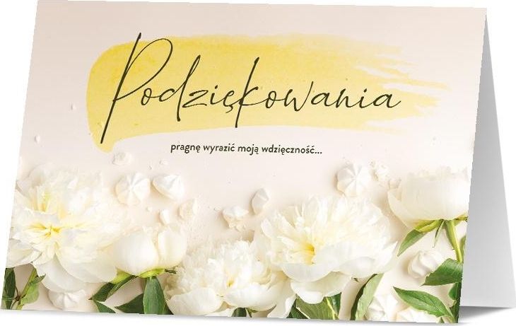 Pan Dragon Karnet B6 Podziękowania, białe kwiaty K.B6-1905