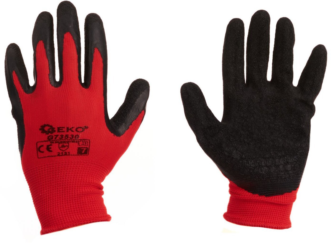 Rękawice ochronne GEKO r.7/latex czerwone/ (12/240)