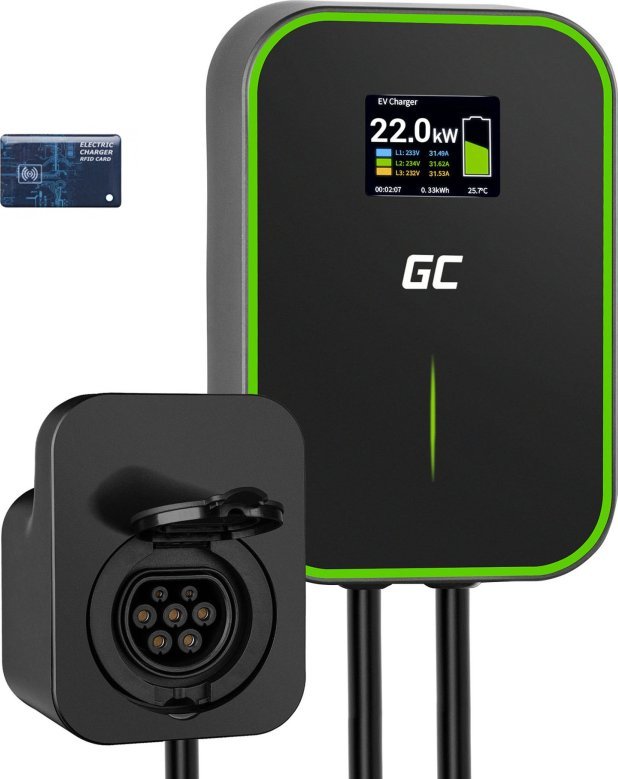 Ładowarka Green Cell Wallbox PowerBox RFID 22kW Typ 2 (EV15RFID)