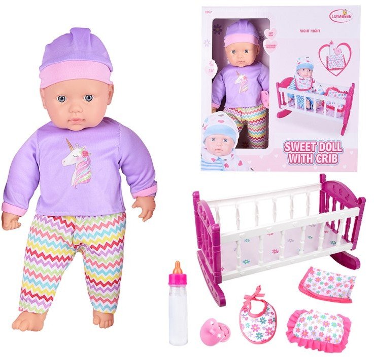 WOOPIE ROYAL Zestaw XL Opiekunka Lalka Jednorożec z Kołyską i Zestawem do Karmienia