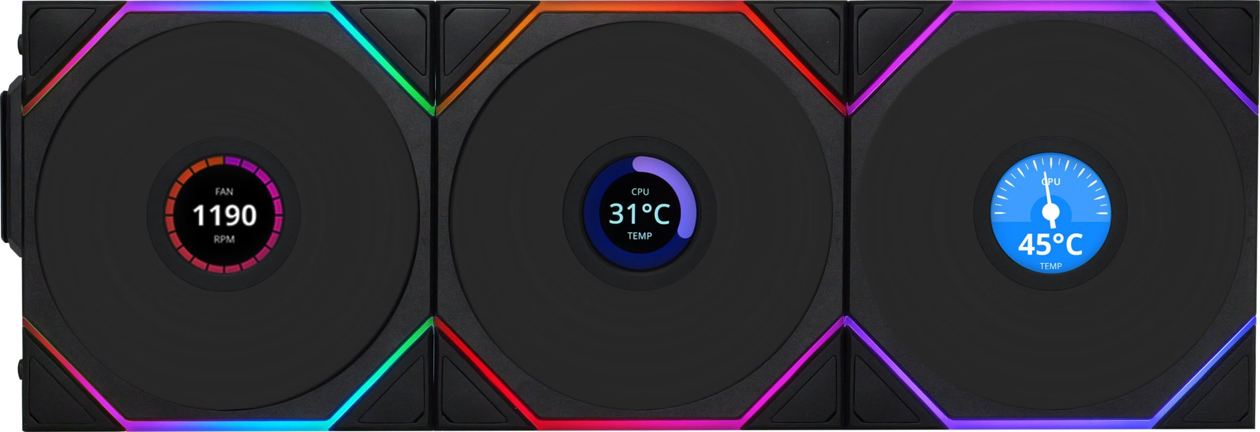 Wentylator Lian Li UNI FAN TL Wireless LCD 120 3-pack czarny (12TLLCD1W3B)