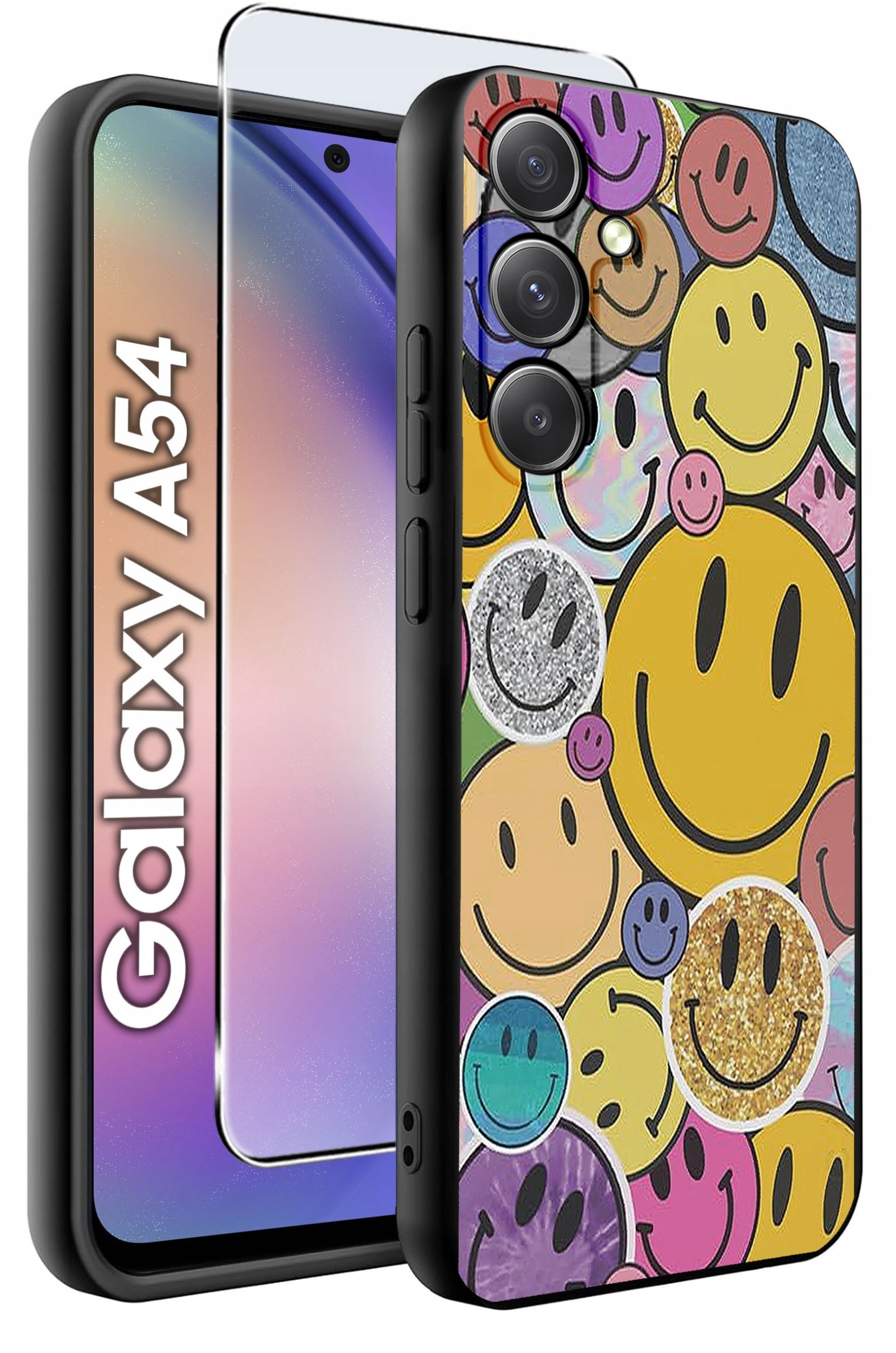 ETUI do Samsung A54 5G WZORY | SILIKONOWE MATT CASE + SZKŁO 9H