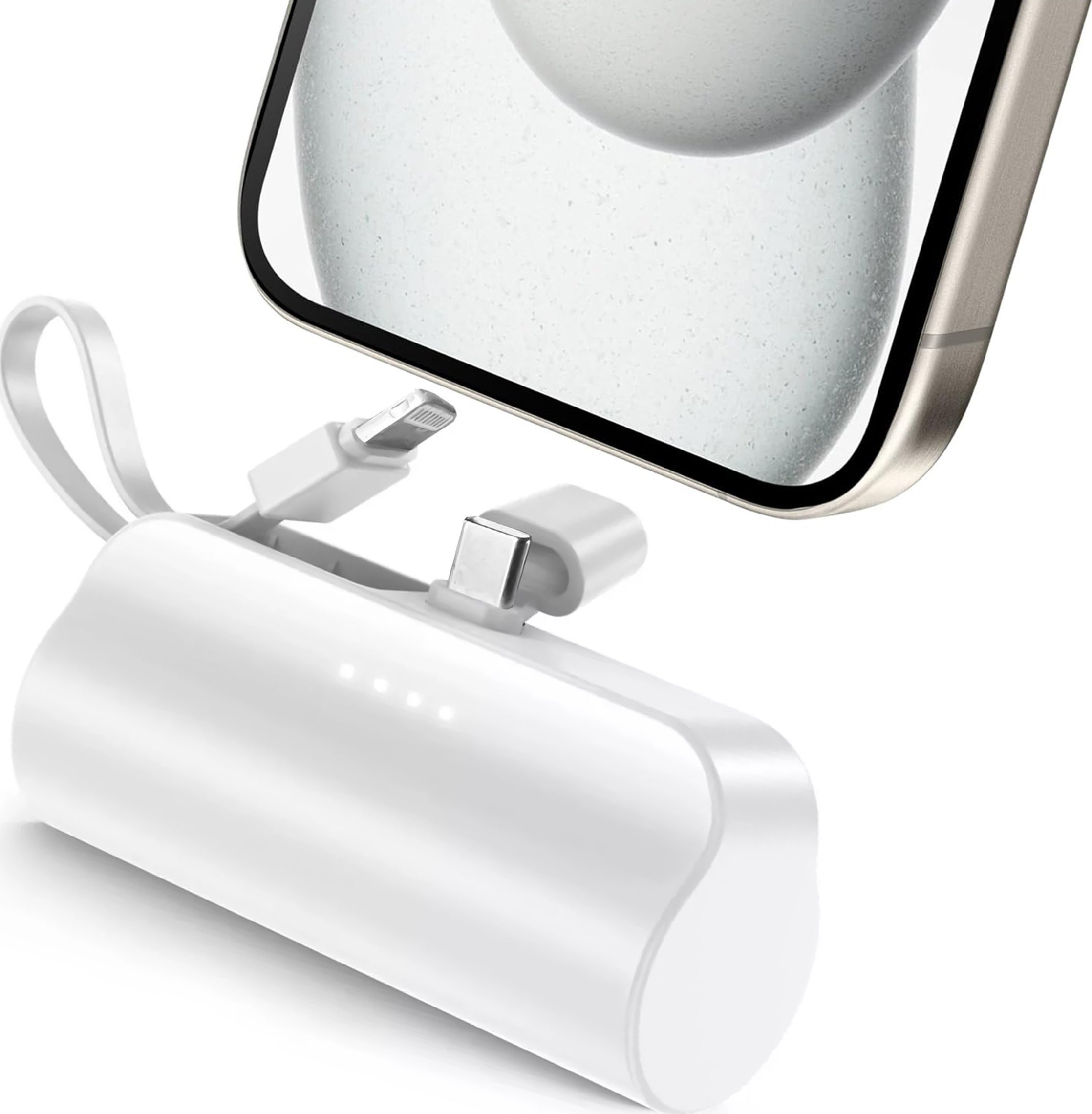 Powerbank Alogy PowerBank 5000mAh Alogy bank energii kieszonkowy mały ładowarka zewnętrzna Power Bank USB-C i lightning Biały