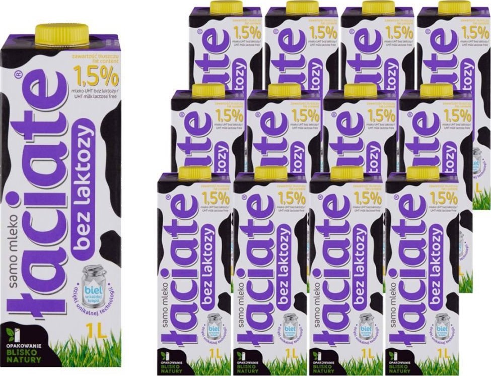 Łaciate Łaciate Mleko UHT bez laktozy 1,5 % 1 l x 12 sztuk