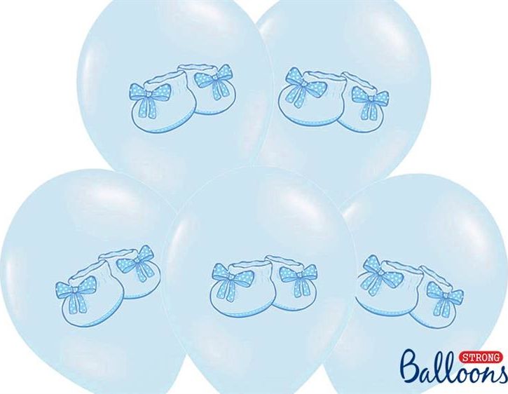 Party Deco Balony na Baby Shower, Bucik, błękitne, 30 cm, 6 szt. uniwersalny