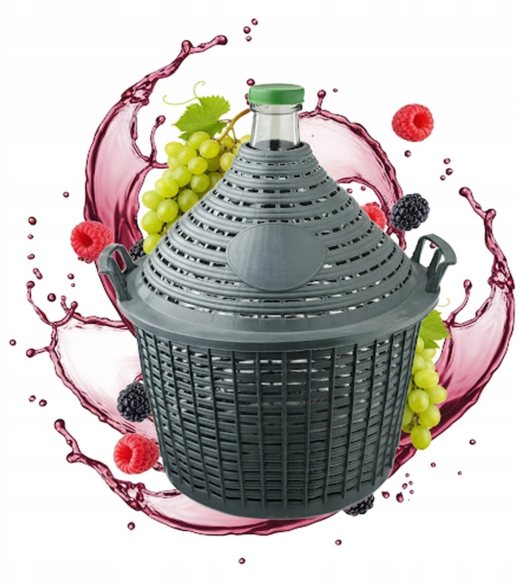 Balon Winiarski Szklany 34L z Koszem Gąsior do Domowego Wina Fermentacja