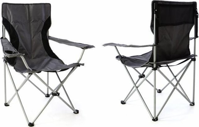 Divero Zestaw 2x składane krzesło wędkarskie - szare