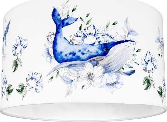 Lampa sufitowa dziecięca plafon OCEAN BŁĘKITNY WIELORYB biała 1 x E27 0931