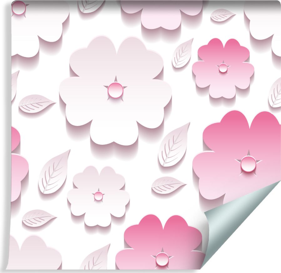 Muralo Tapeta Kwiaty i Liście - Efekt 3D