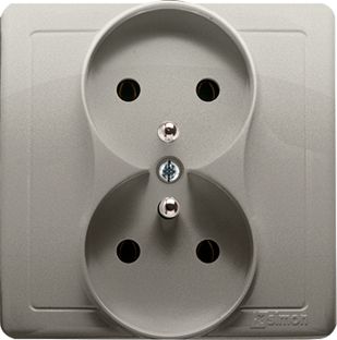 Kontakt-Simon Gniazdo podwójne Simon Basic z uziemieniem 16A satynowy (BMGZ2/29)