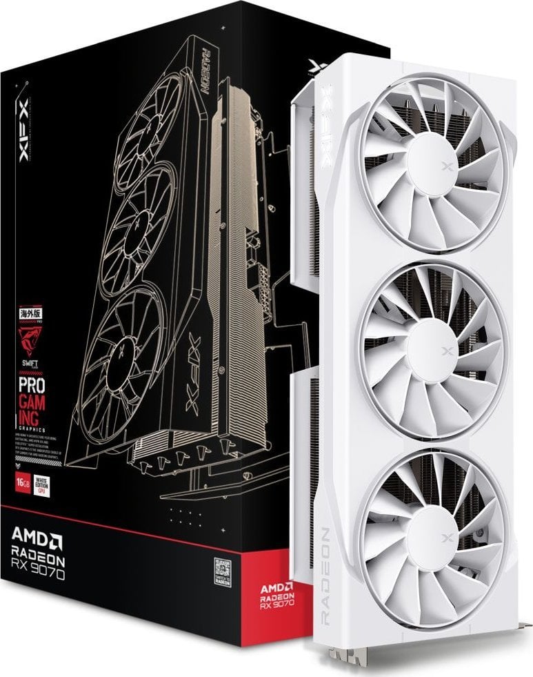 Karta graficzna XFX Swift Radeon RX 9070 OC White Triple Fan Gaming 16GB GDDR6 (RX-97SWFB3W9)