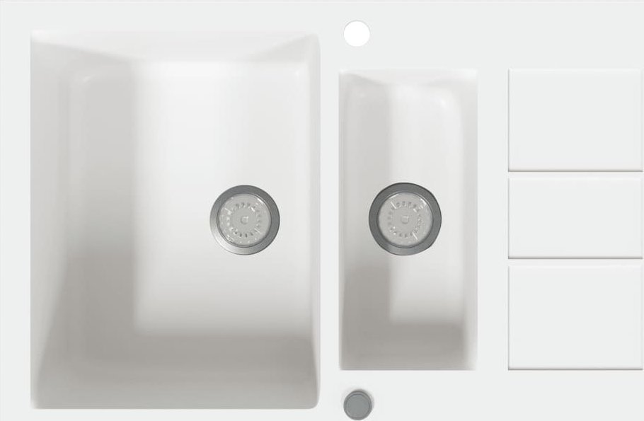 Zlewozmywak vidaXL Dwukomorowy zlewozmywak kuchenny, biały, granitowy