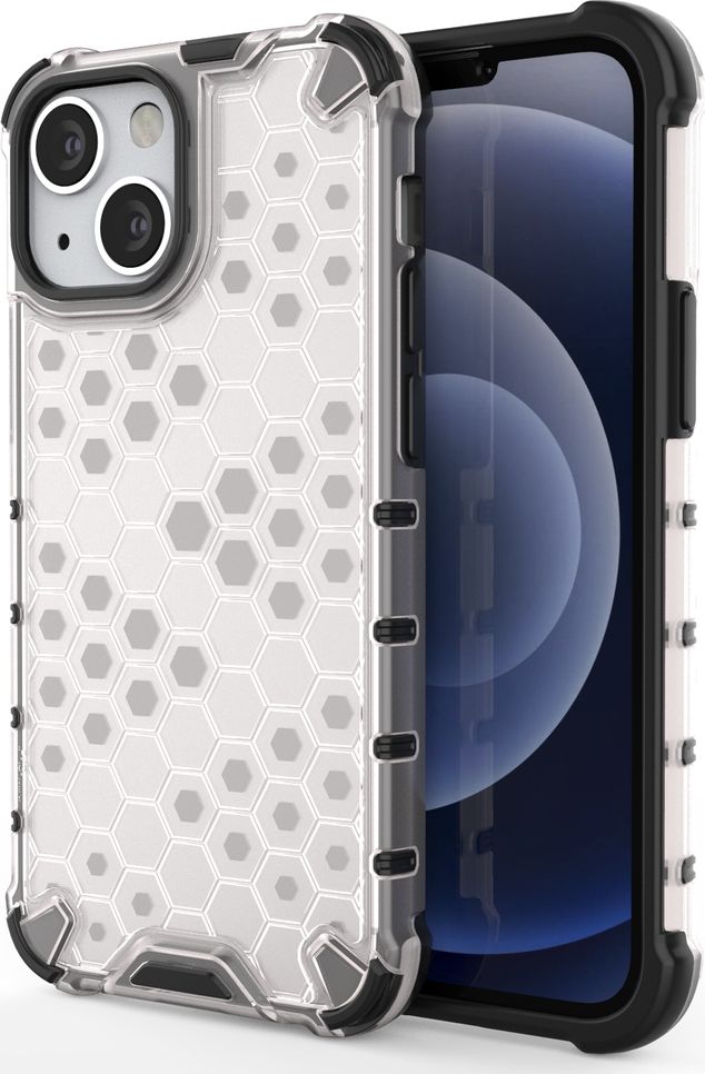 Hurtel Honeycomb etui pancerny pokrowiec z żelową ramką iPhone 13 mini przezroczysty