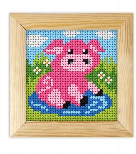 Haft z ramką. Moje pierwsze wyszywanie - Świnka